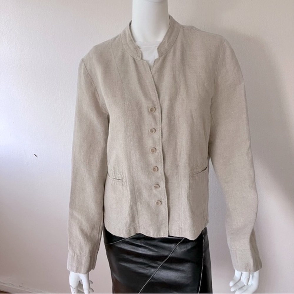 NWOT Eileen Fisher beige Irish linen boxy blazer